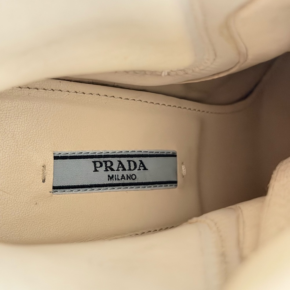 Prada Women's Cream Heeled Boots Size 40 - Picture 5 of 12
